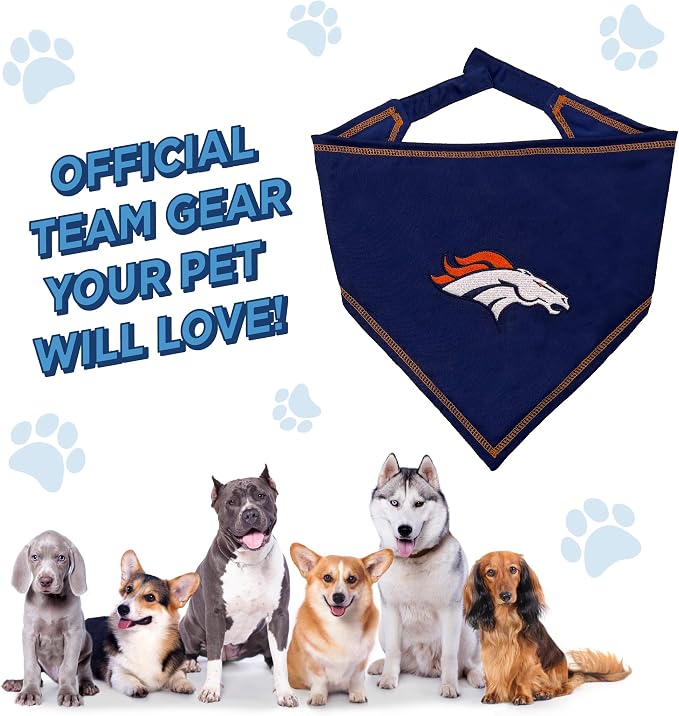 Pets First NFL Denver Broncos TIE Bandana, Large/X-Large. Dog Bandana Scarf Bib - Image 7