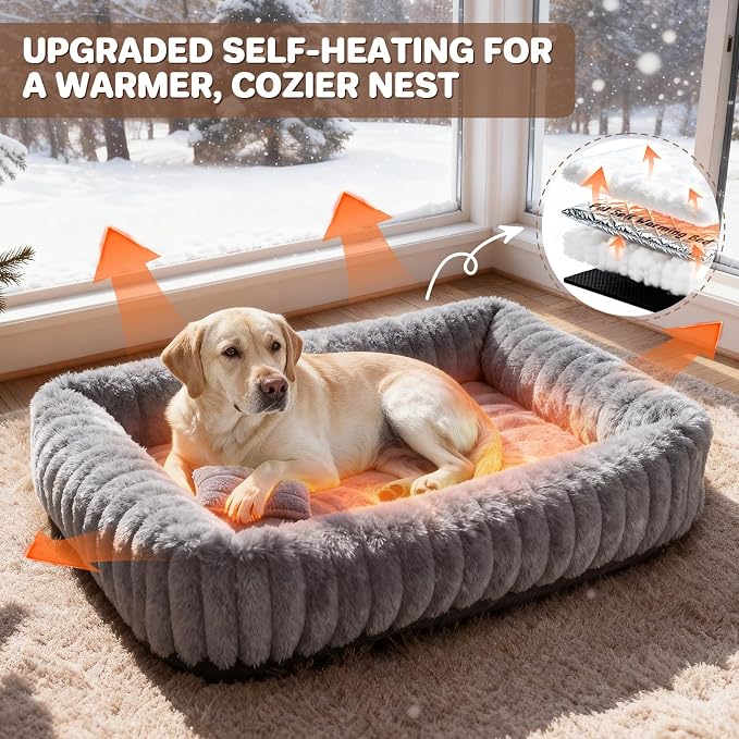 Dog Beds Large Sized Dog, Washable Self Warming Dog Cat Bed Rectangle - Image 2