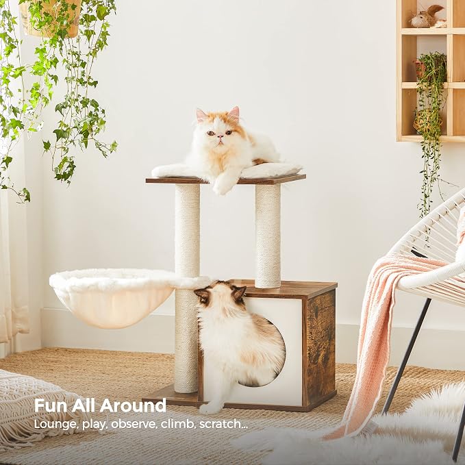 FEANDREA Small Cat Tree for Kittens, Modern Cat Tower for Indoor Cats, Cat Condo - Image 3