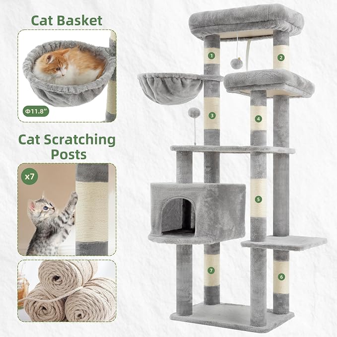 Cat Tree for Indoor Cats, 55.1 inch Cat Tower - Image 5