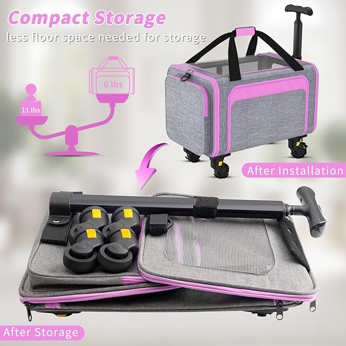 Rolling Pet Carrier with Detachable Wheels - Image 3