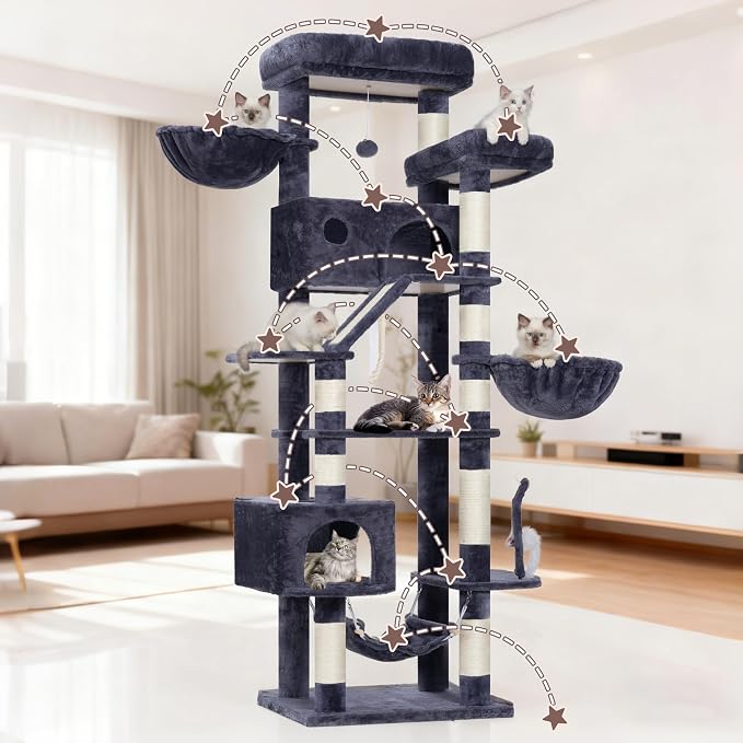 Cat Tree for Large Cats, 78.7" Tall Cat Tower for Indoor Cats Multiple Cats - Image 6