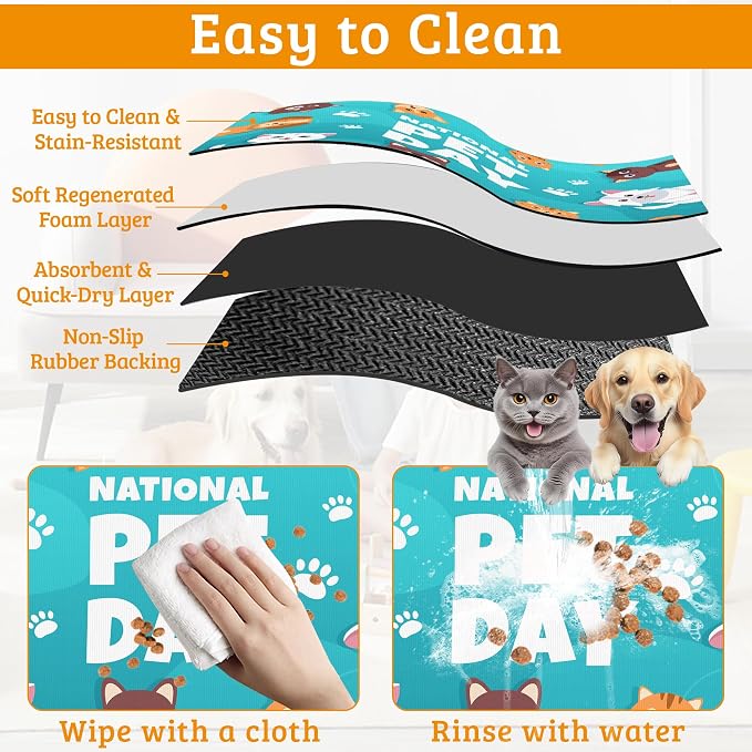 Pet Dog Cat Food Mat, Animal Paws Absorbent Waterproof Placemat - Image 5