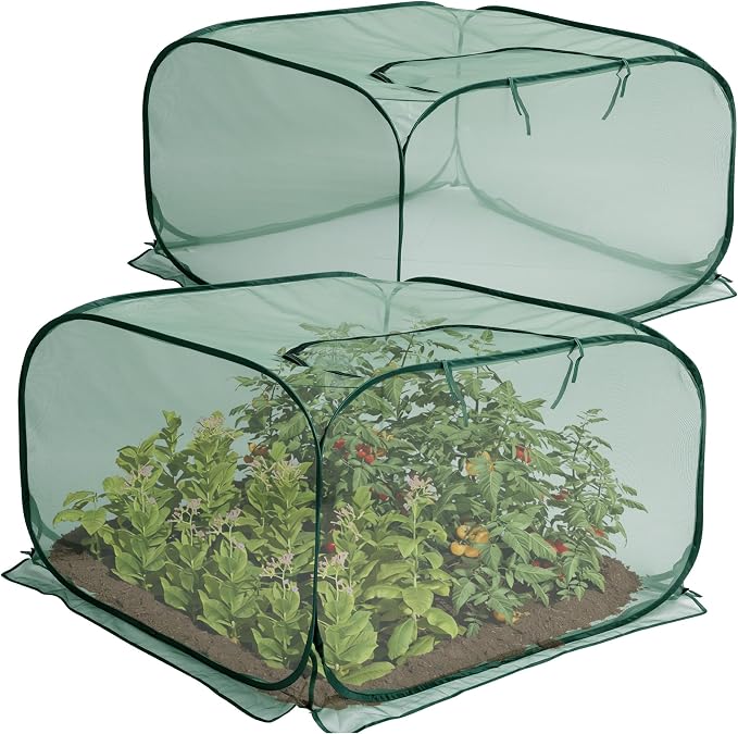 2 Pcs Pop Up Mesh Plant Cover, Garden Net Cage Guard Cover by PurpleStar