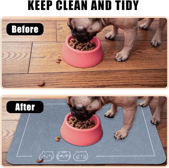 YCT Cat Pet Food Mat, Non-Slip Bottom Absorbent Quick Dry Feeding Mat - Image 6