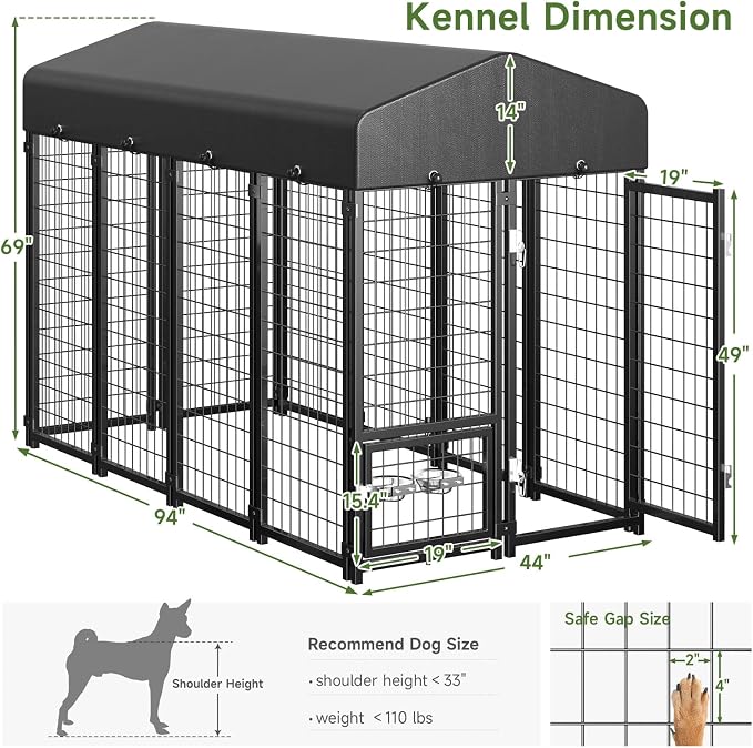 2PCS Dog Kennel Outdoor, Large Outside Dog Kennel - Image 6