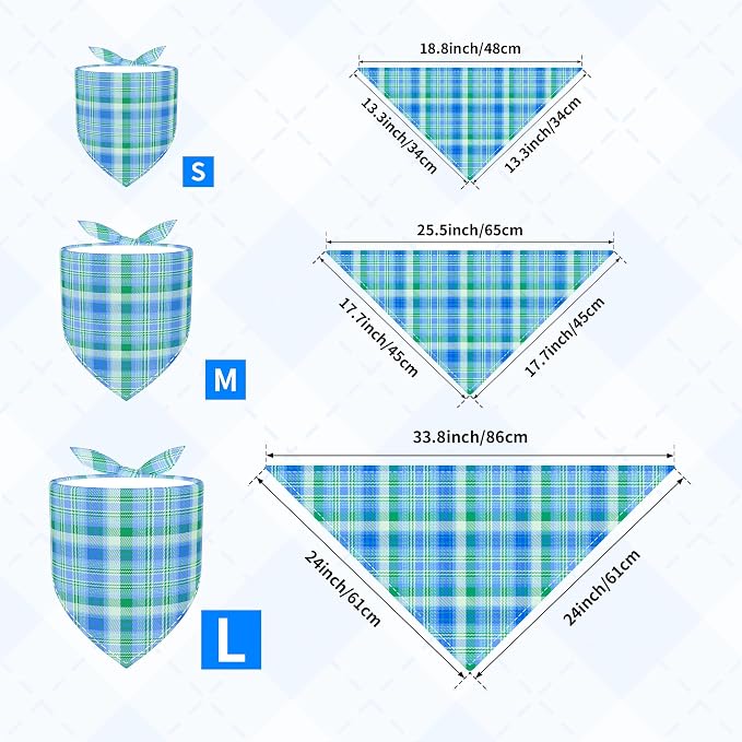 30 Pack Large Plaid Dog Bandanas Stitch Dog Bandana Bulk Reversible Print One - Image 2