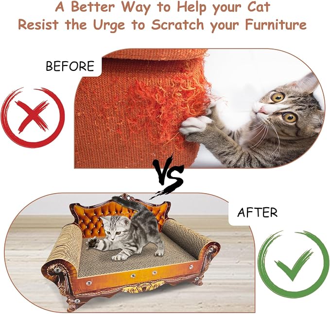 Luxury Cardboard Cat Scratcher Sofa Bed, Couch Shaped Cat Scratching Board - Image 5
