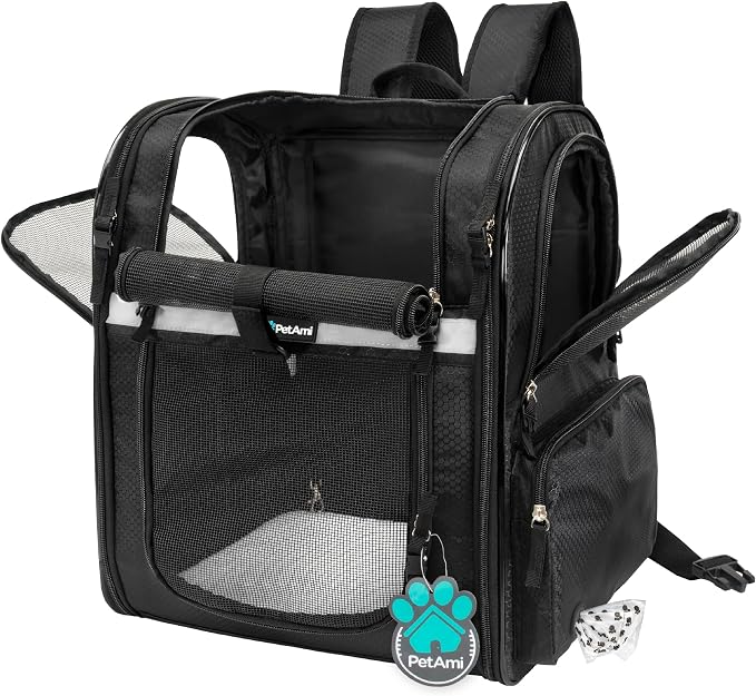 PetAmi Dog Backpack Carrier for Small Large Cat, Ventilated Pet Hiking Backpack - Image 8