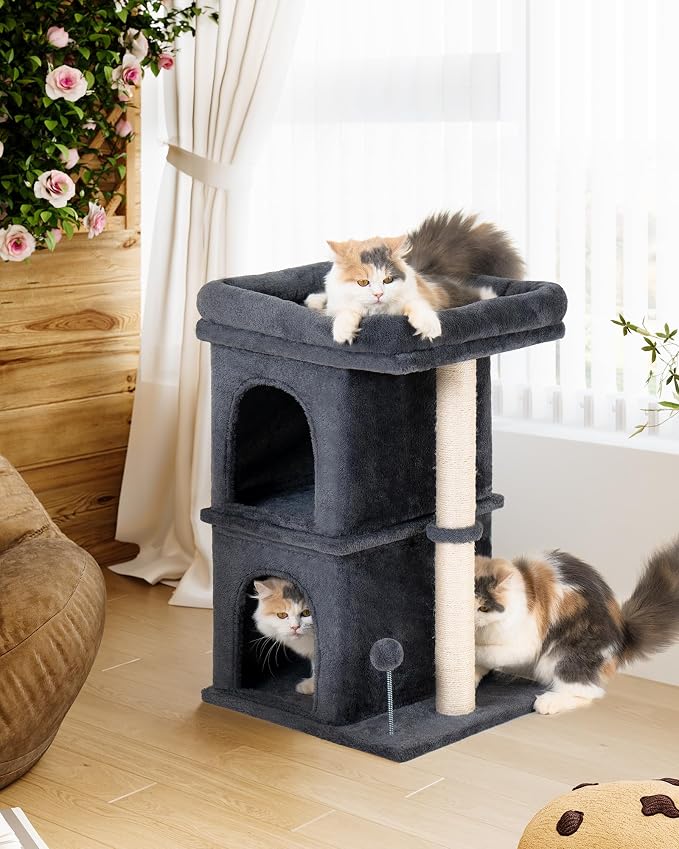 24in Cat Tree Tower with Scratching Post, 19 * 16.5in Window Perch Bed - Image 8