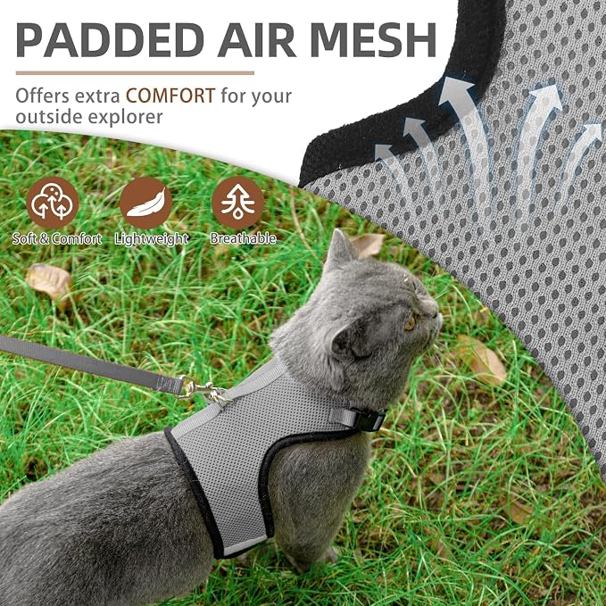 PUPTECK Soft Mesh Cat Vest Harness and Leash Set Puppy Padded Pet Harnesses - Image 2