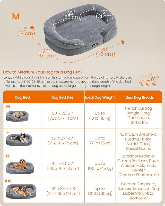 Feandrea Dog Bed, Medium Orthopaedic Dog Sofa Bed, Egg Crate Foam, Waterproof - Image 6