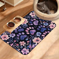 Paw Print Dog Food Mat, Watercolor Flower Absorbent Pet Feeding Mat by Unknown