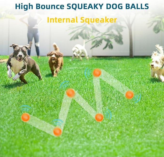 SHARLOVY 3'' Squeaky Balls for Small Dogs, 4 Colors Spiky Dog Balls for Puppy - Image 3