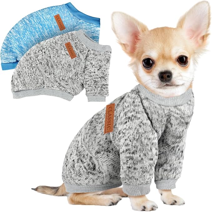 2 Pcs Dog Sweaters for Small Dogs Girl Boy Winter Fleece Clothes Warm Soft Dog by BAOBICUTE