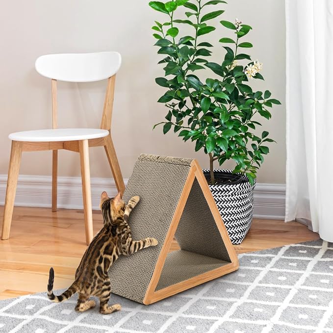 Nicunom 3-Sided Vertical Cat Scratching Post, Cat Scratcher Foldable, Triangle - Image 5