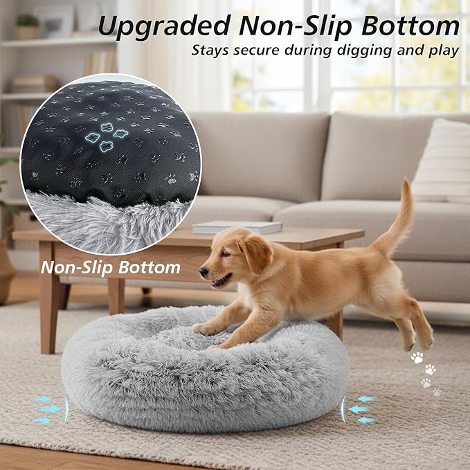 JOLLYVOGUE Calming Dog Bed Medium Size Dog, Anti-Anxiety Donut Medium Dog Bed - Image 5