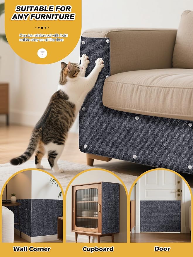 2PCS 39.4"x15.8" Cat Scratch Mat, Trimmable Self-Adhesive Carpet, DIY Climb Cat - Image 6