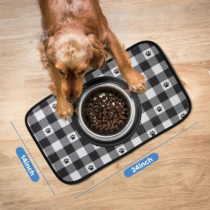 Dog Food Mats, Pet Bowl Mats, Super Absorbent and Dry, Prevents Spills - Image 2