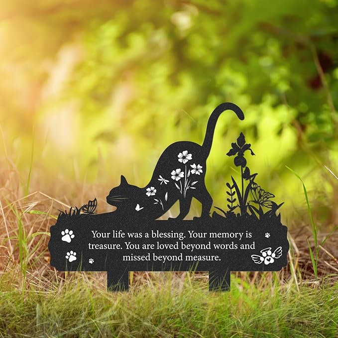 Grave Markers for Cemetery for Cat, Metal Grave Markers Yard Memorial Pet - Image 6