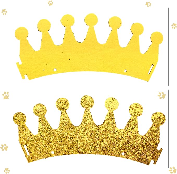 Gold Dog Birthday Crown, 3.54 Inch Height Glitter Pet Crown, Mini Party Hat - Image 3