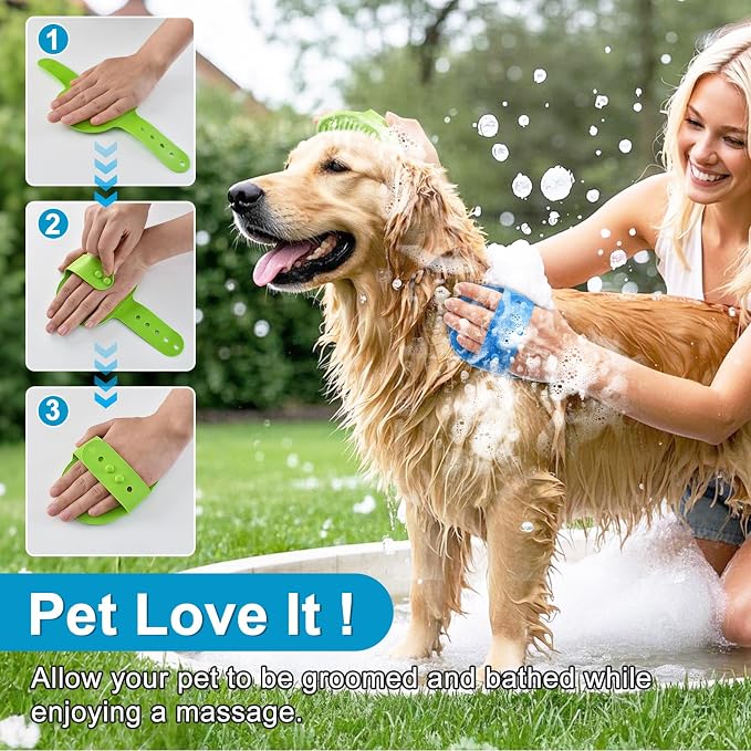 Enmaipet 4-in-1 Dog Grooming Brush, Dog Bath Brush Set, Adjustable Handle - Image 4