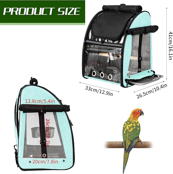 SUERTREE Bird Carrier Bag with Indestructible Stainless Steel Mesh, Bird Travel - Image 6