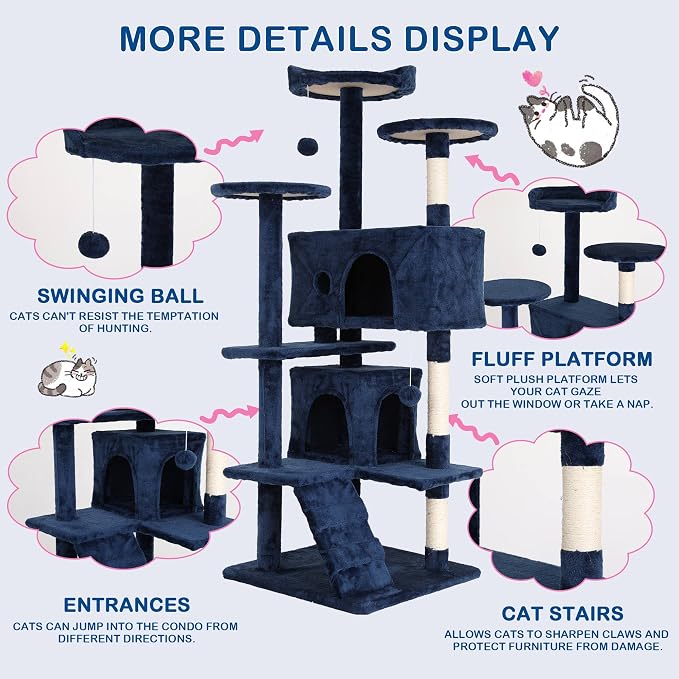 Heavy Duty Cat Tree Tower, Cat Condo, Hanging Ball - Image 4