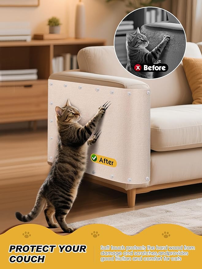 2PCS 39.4"x15.8" Cat Scratch Mat, Trimmable Self-Adhesive Carpet, DIY Climb Cat - Image 2