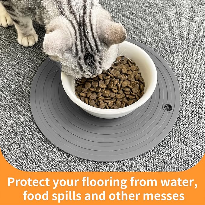 Ptlom Pet Food Mat for Dog and Cat Placemat 2 Pcs, Mat for Prevent Food and - Image 5