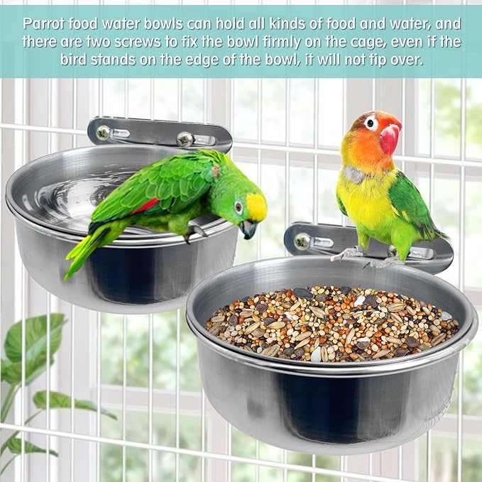 PINVNBY Stainless Steel Bird Bowl Parrot Food Water Bowls - Image 5
