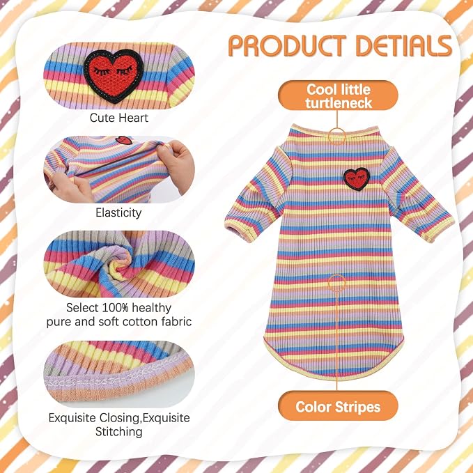 DENTRUN Hairless Cats Shirt Breathable Cat Daily Wear Clothes Stripe Vest - Image 4