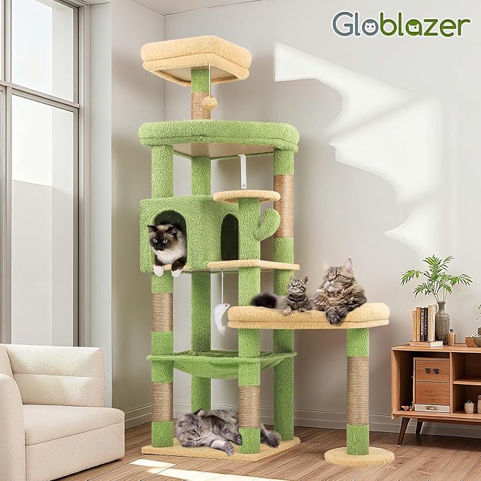 Globlazer Extra Large Platform Cactus Cat Tree, 65in Sturdy Cat Tree - Image 8