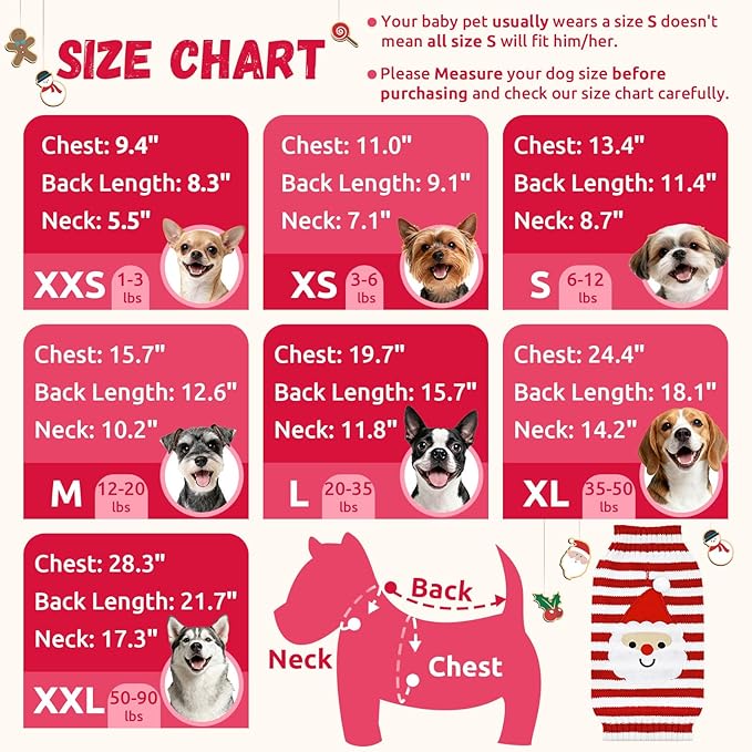 Dog Christmas Sweater Xmas Pet Clothes Cute Striped Santa Claus Costume Holiday - Image 6