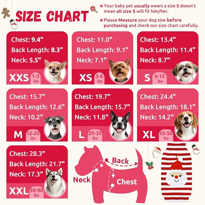 Dog Christmas Sweater Xmas Pet Clothes Cute Striped Santa Claus Costume Holiday - Image 8