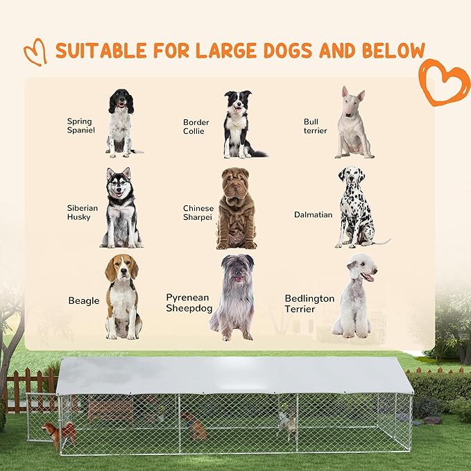 PawHut Outdoor Dog Kennel, Heavy Duty Dog Run Outdoor Fence - Image 3