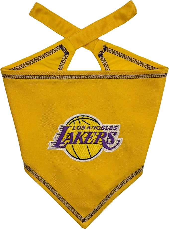 Pets First NBA LA Lakers TIE Bandana, Size Small/Medium. Dog Bandana Scarf Bib by PETSFIRST
