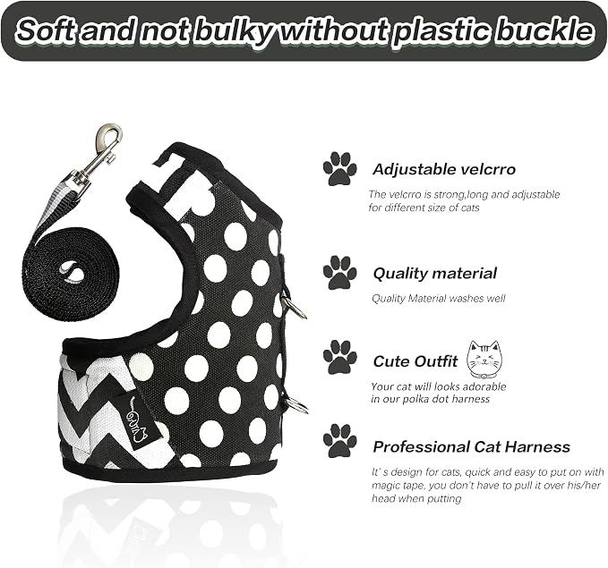 Cat Harness and Leash for Walking Escape Proof, Adjustable Cat Vest Harness - Image 5