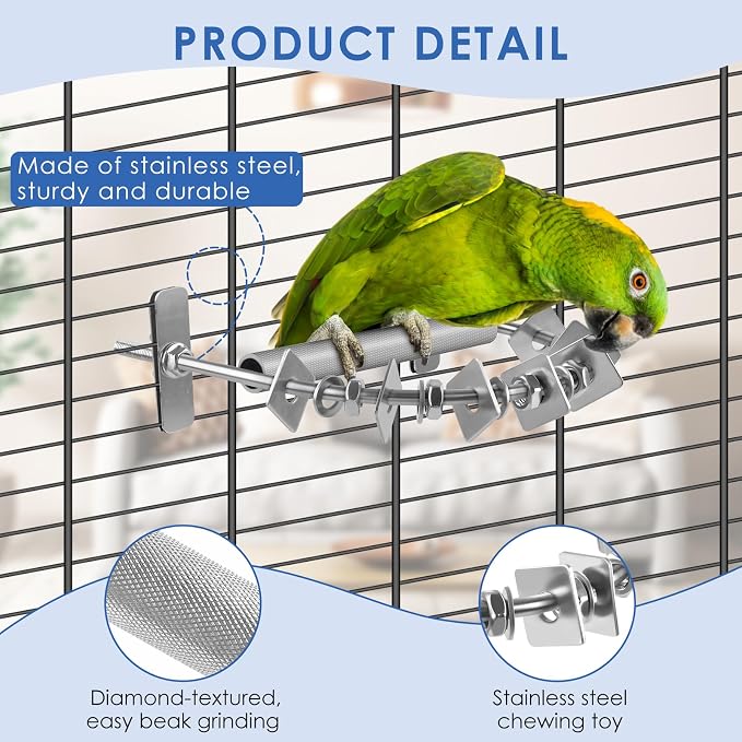 Bird Perch for Cage, Stainless Steel Parrot Perches - Image 3