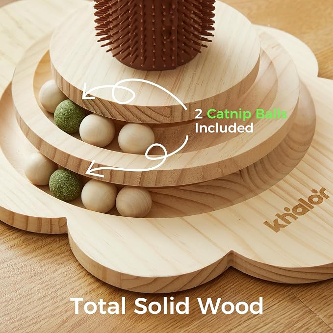 Cat Sisal Scratching Post, 4 in 1 Wooden Cat Scratcher Toy - Image 3