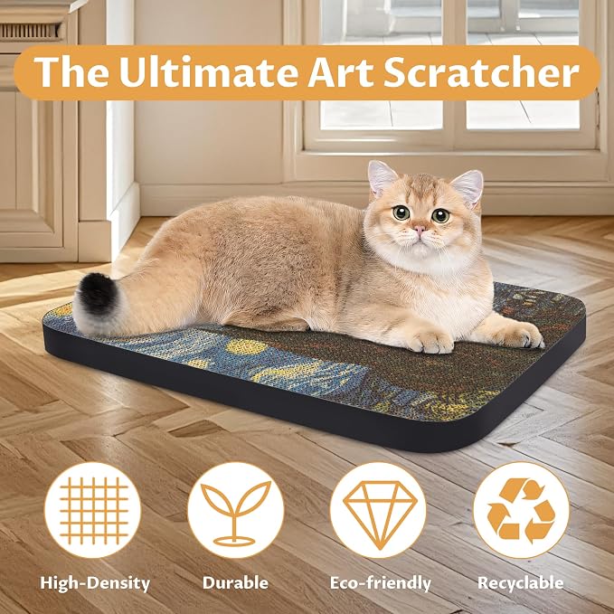 Art Cat Scratcher, Wall-Mountable Cat Scratching Board, Cat Wall Scratcher - Image 4