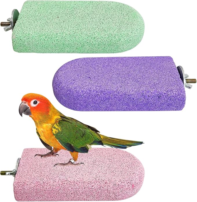PINVNBY 3 PCS Bird Perches Calcium Parrot Perch Stand Bird Beak Grinding Stone by PINVNBY