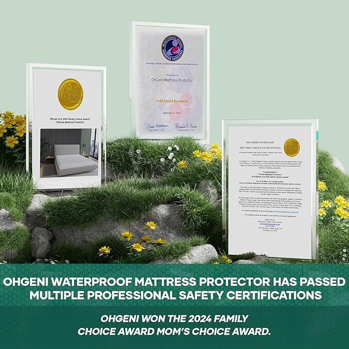 OhGeni 100% Waterproof Mattress Protector, Queen-Gray Size Mattress Pad - Image 8
