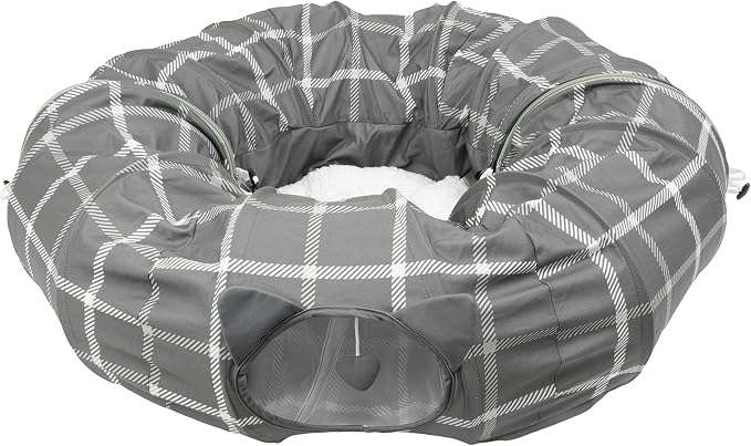 Kitty City Large Cat Tunnel Bed, 2-in-1 Zip-Together Cat Play Tunnel & Plush by KittyCity