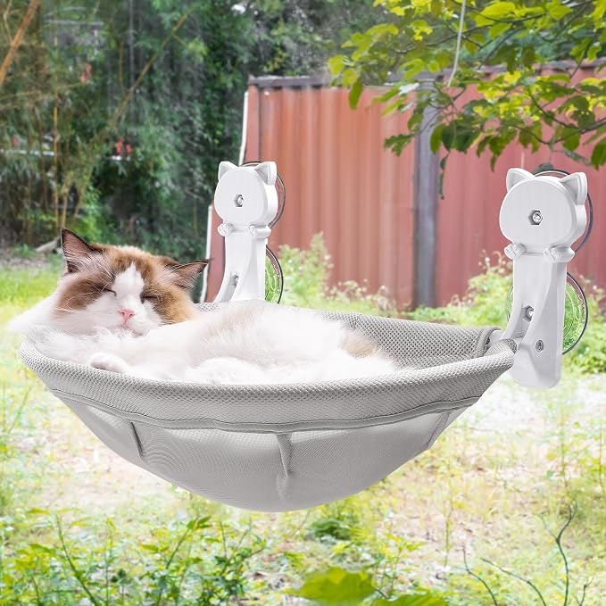Cat Window Perch Cordless, Foldable & Stable Cat Beds- Breathable Cat Window by JUNSPOW