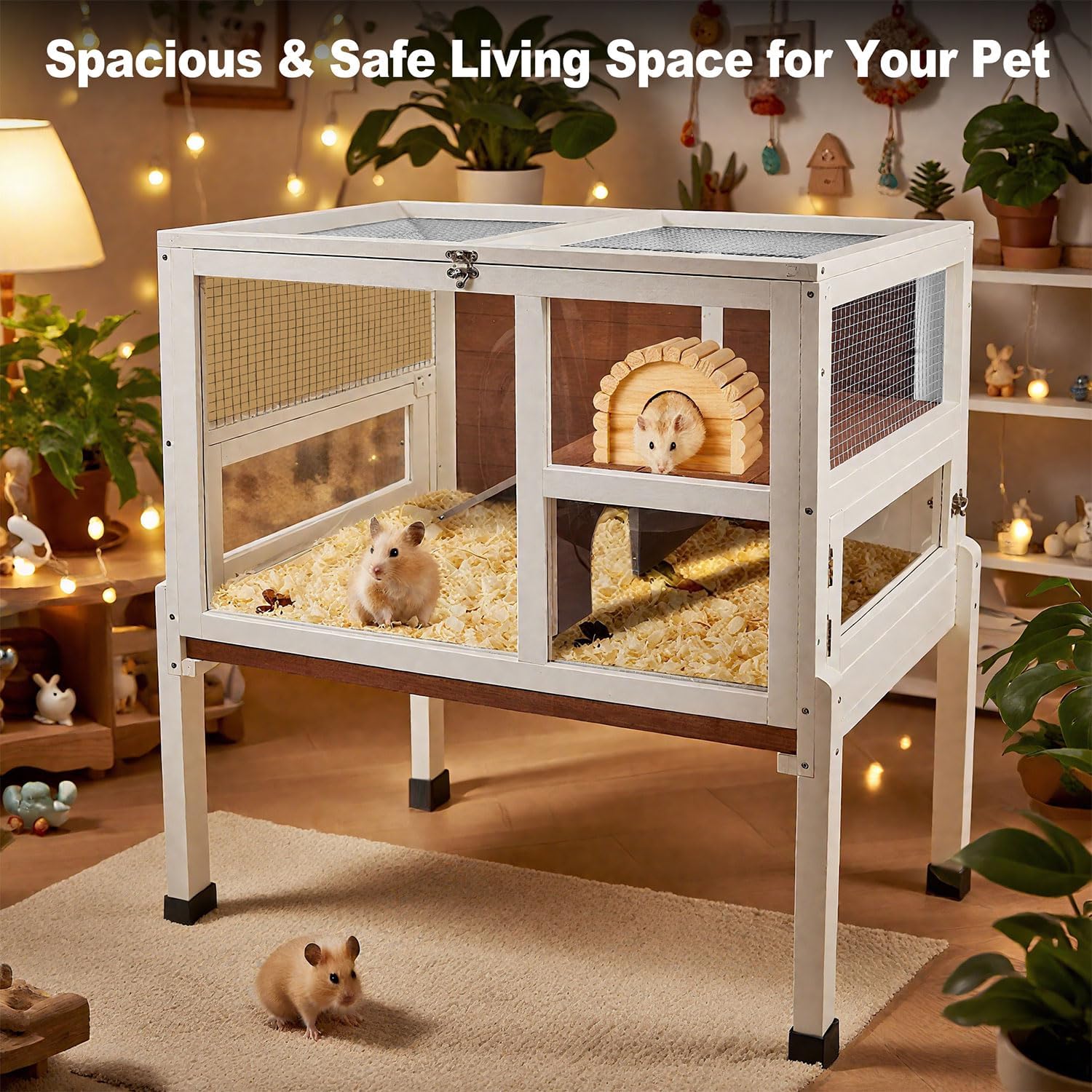 2-Story Guinea Pig Cage with Stand, Walnut - GlobalHabitat Supply