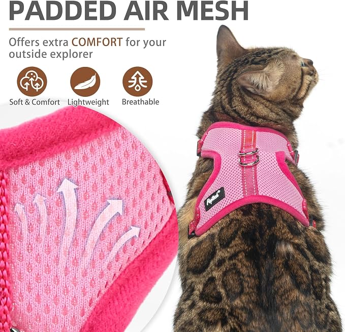 PUPTECK Cat Harness and Leash Set Escape Proof, Reflective Adjustable Soft Mesh - Image 2