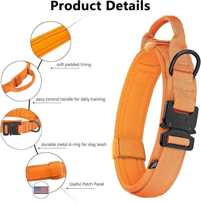 DAGANXI Tactical Dog Collar, Adjustable Military Training Nylon Dog Collar