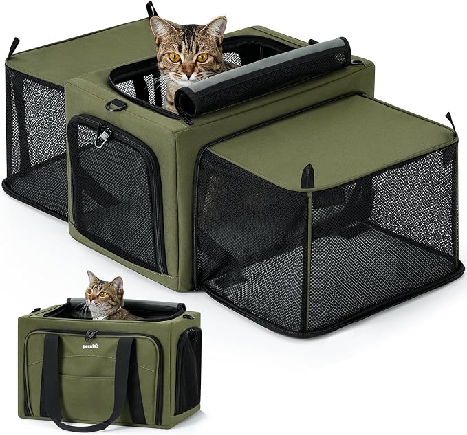 Pecute Cat Carrier Expandable, Stable Pet Carrier by pecute