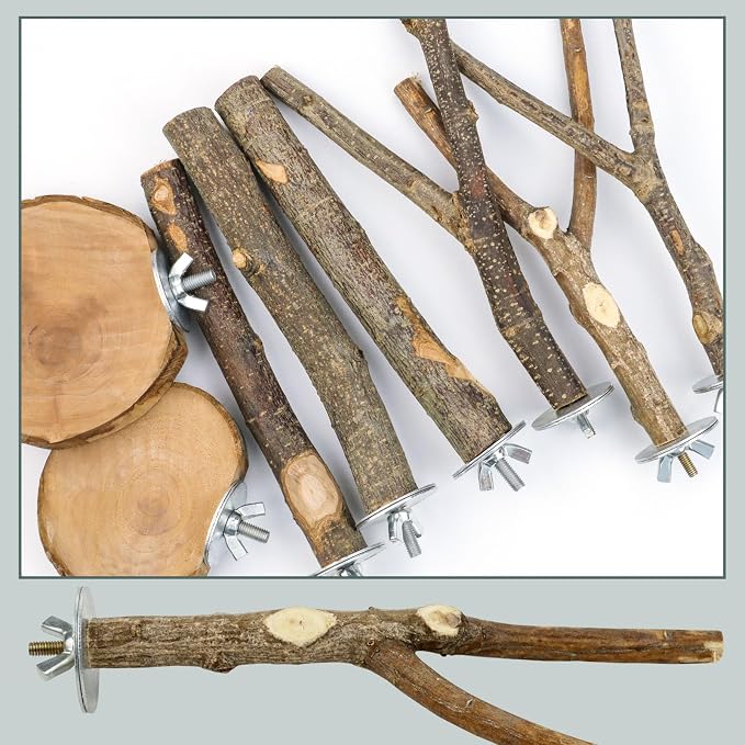 8 PCS Natural Bird Perch Set - Image 5